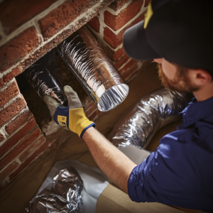 Transform Your Home Safety: Flexible Chimney Liner Installation & Cap Replacement 1 Ultra realistic image of a professional chimney techn 2