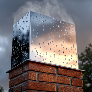 Ultra realistic image of a stainless steel chimney ch