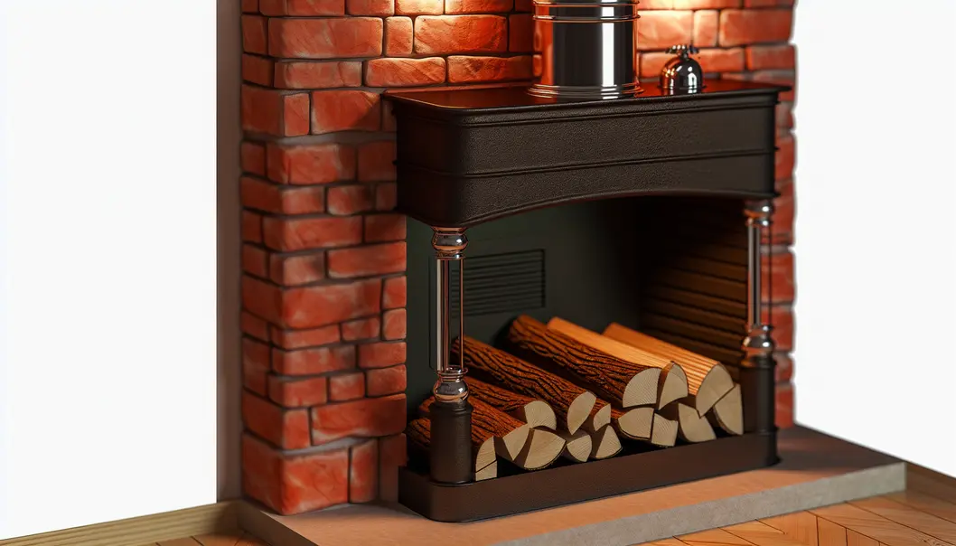 A stainless steel chimney cap safeguards against weather and wildlife intrusions.