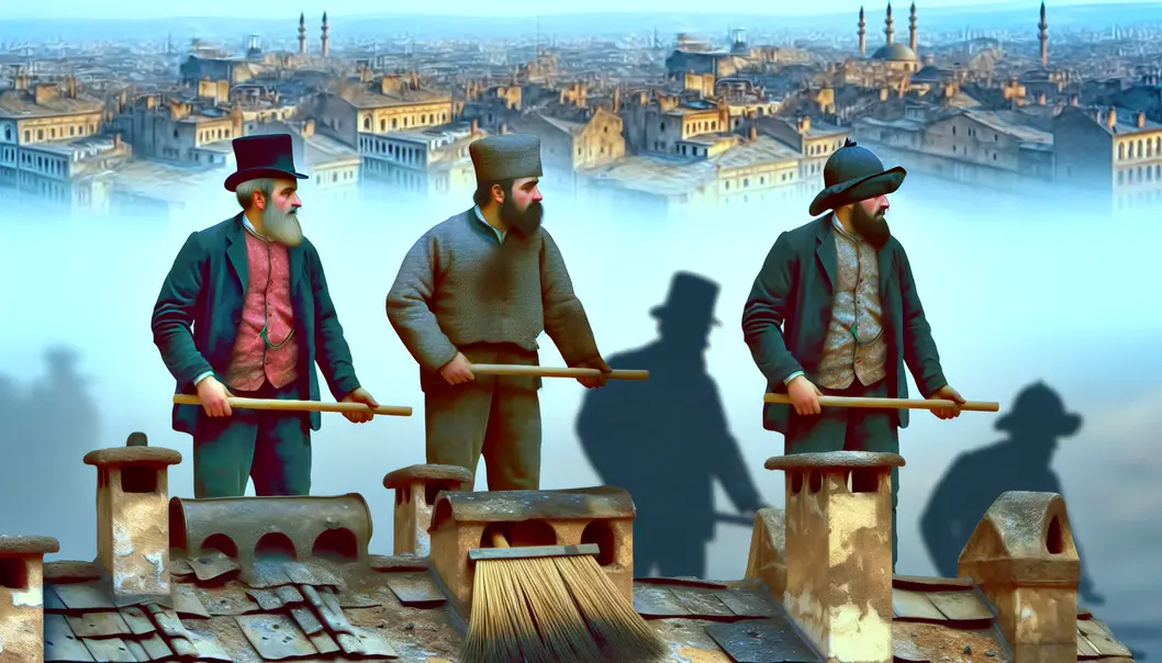 Chimney sweeps in the 19th century, a testament to the hazardous nature of their historical role.