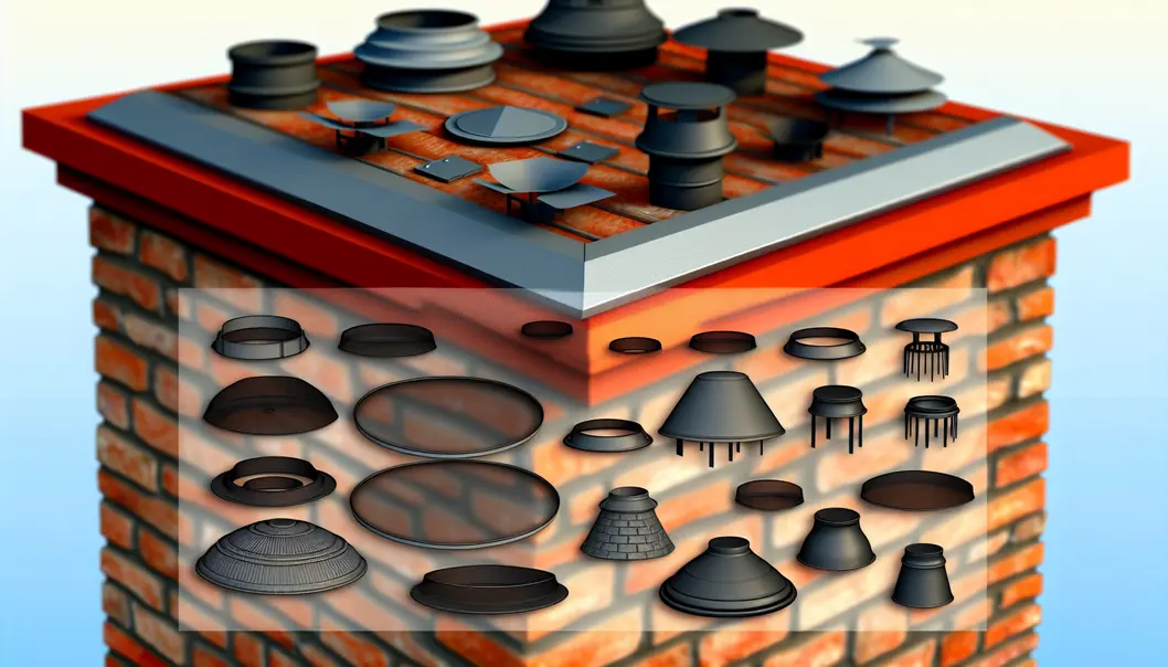 A diverse array of chimney caps and dampers demonstrates their functions in different environments.